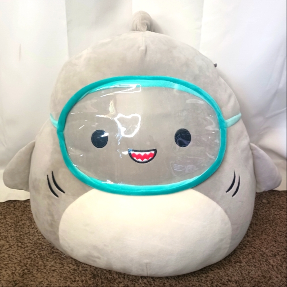 Squishmallows Gordon The Shark Plush With Goggles Sea Life Squad Medium 18 X 20